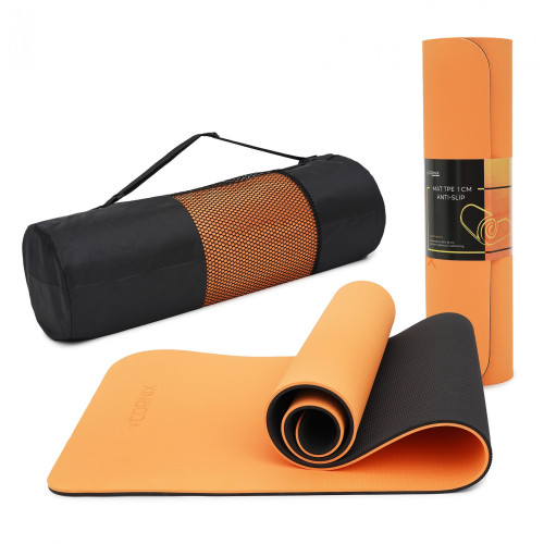 Купити Килимок для фітнесу  Cornix XR-0091 TPE Orange/Black у Києві - фото №1